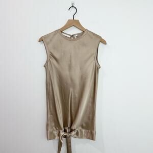 Helmut Lang Hem Drape Tie Tank Top Butter Gold Tan size Small